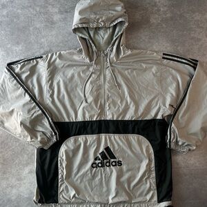 VINTAGE Adidas Windbreaker Jacket Gray Outdoor Sports 1/2 Zip L Size